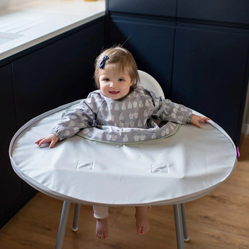TIDY TOT - Kit bavoir et plateau gris perle