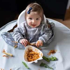 Kit bavoir et plateau gris perle