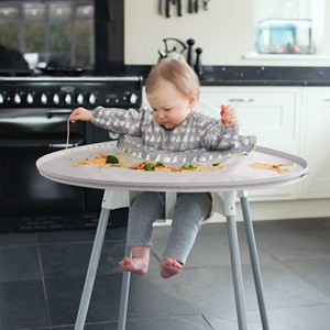 Kit bavoir et plateau gris perle