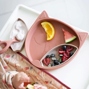 Assiette à ventouse en silicone renard