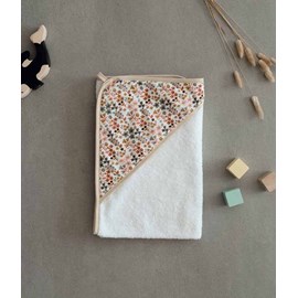 Cape de bain fleuri rose
