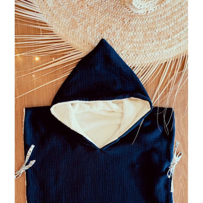 Manufacture des bébés français - Poncho de bain bleu nuit