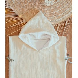 Poncho de bain écru
