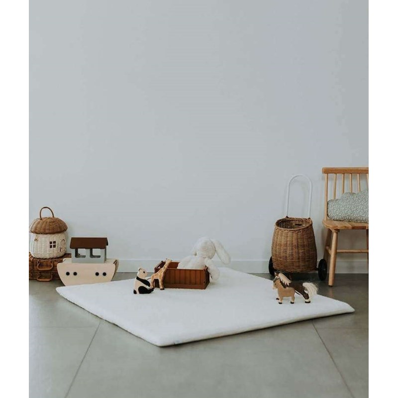 Manufacture des bébés français - Tapis de motricité moumoute carré écru