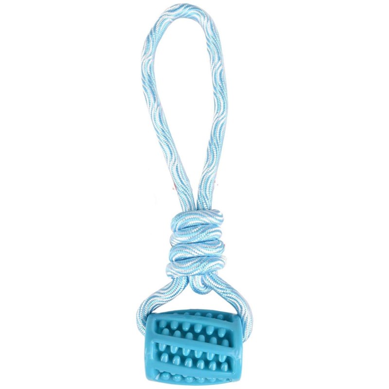 Flamingo - Jouet tuyau + corde à tirer bleu 26 cm.