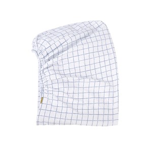 Drap housse coton bio à carreaux 180x200