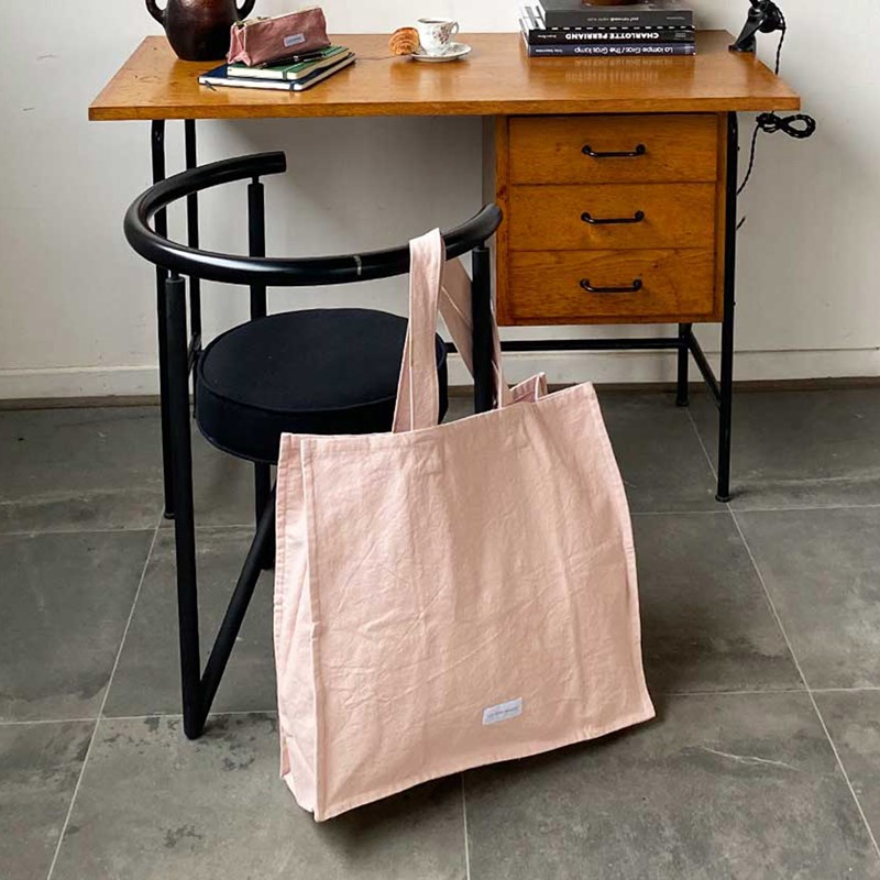 Les Pensionnaires - Grand cabas en toile de coton bio rose