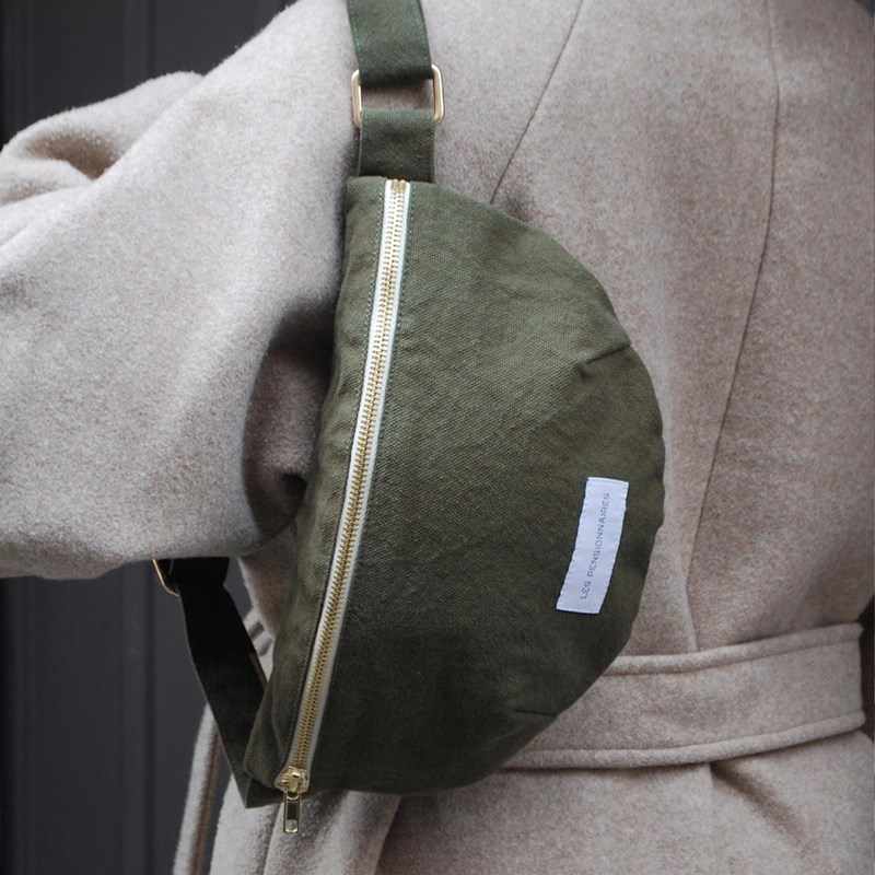 Les Pensionnaires - Sac banane en toile de coton bio vert