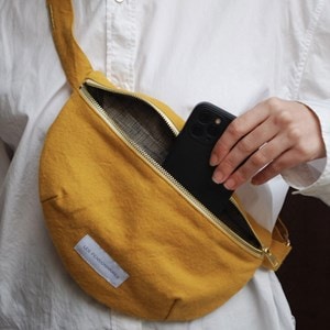 Sac banane en toile de coton bio jaune