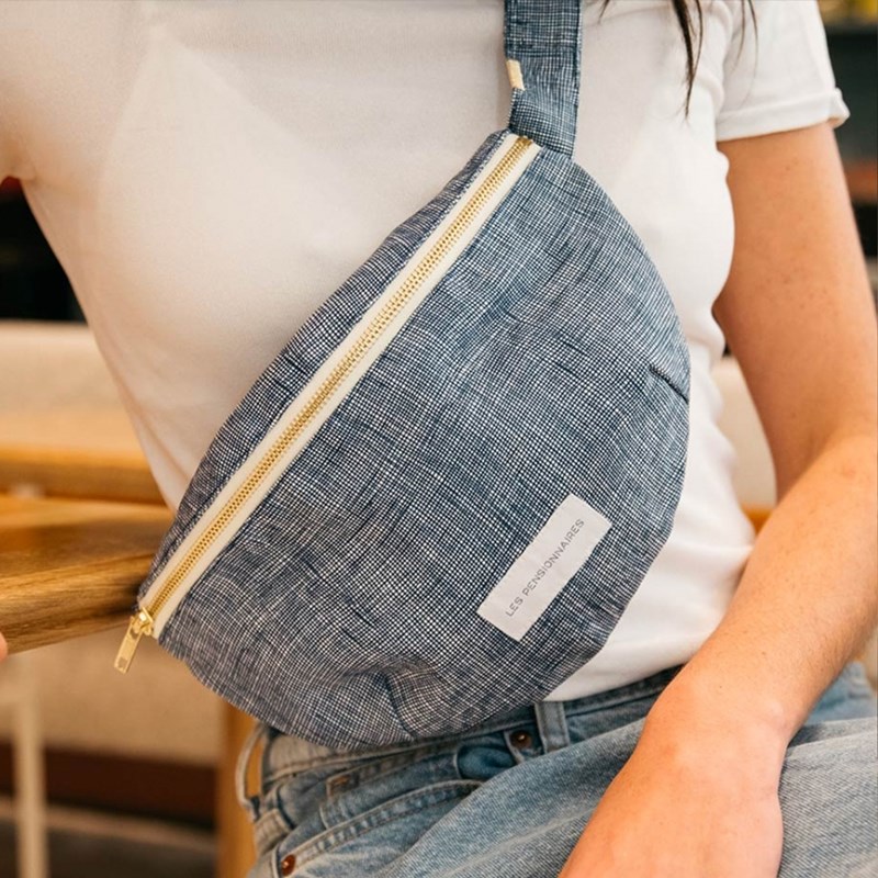 Les Pensionnaires - Sac banane en toile de coton bio bleu