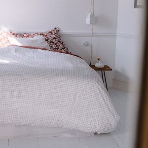 Housse de couette coton carreaux 260x240