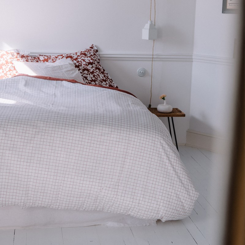 Les Pensionnaires - Housse de couette coton carreaux 260x240
