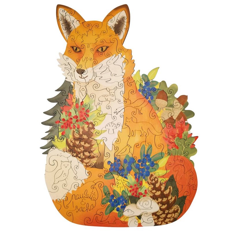 PAULETTE ET SACHA - Puzzle en bois renard animal totem