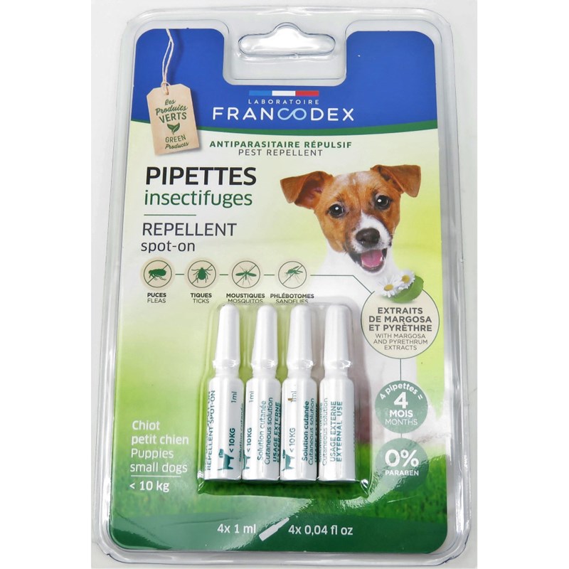 Francodex - 4 pipettes insectifuges pour chiots et
