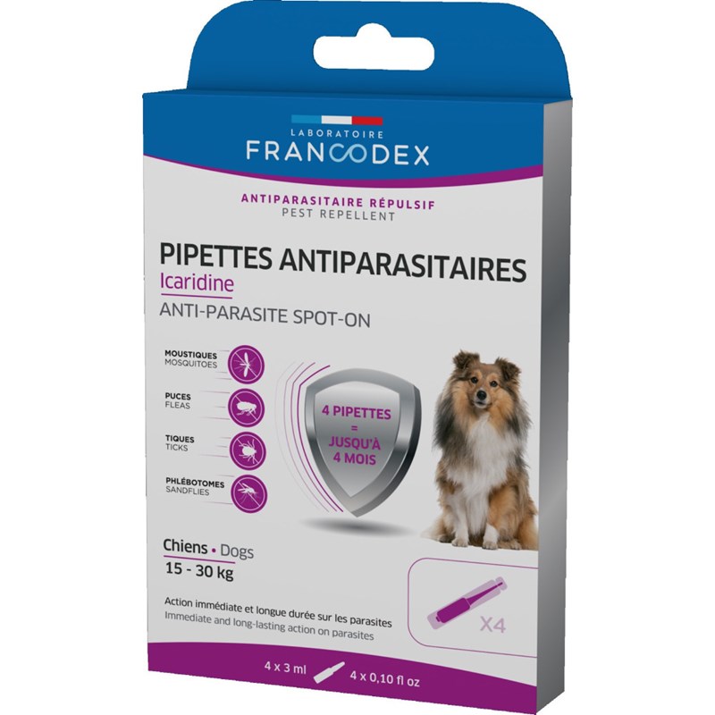 Francodex - 4 pipettes antiparasitaires icaridine p