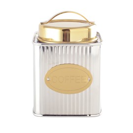 Boîte à café argentée et dorée