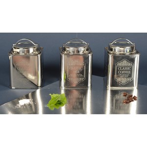 Boîte à café argentée