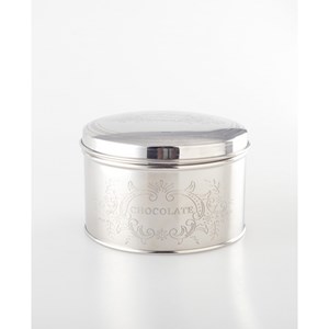 Boîte à chocolat ronde argentée