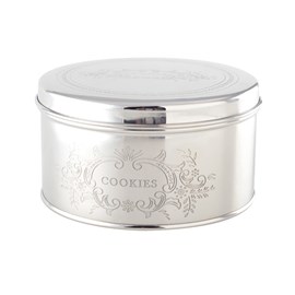 Boîte à cookies ronde argentée