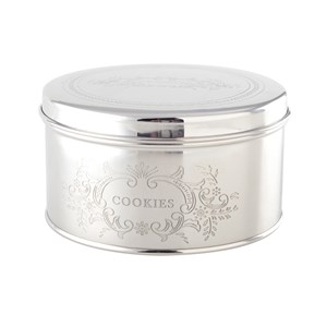 Boîte à cookies ronde argentée