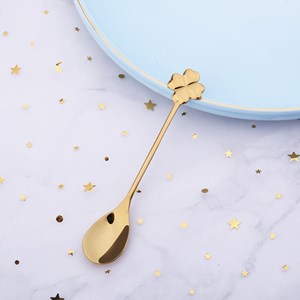 Cuillères dorées trèfle - lot de 6