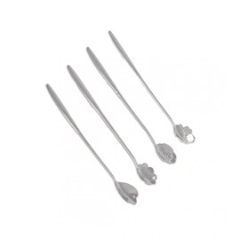 Cuillères argent longue fleur - lot de 4
