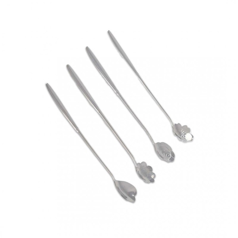 Cuillères argent longue fleur - lot de 4