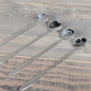 Cuillères argent longue fleur - lot de 4