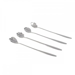 Cuillères argent longue fleur - lot de 4