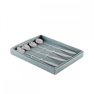 Cuillères argent longue fleur - lot de 4