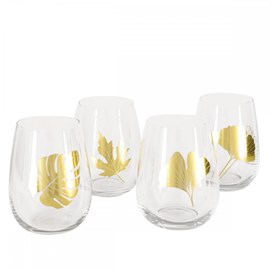 Verres feuilles dorées - lot de 4