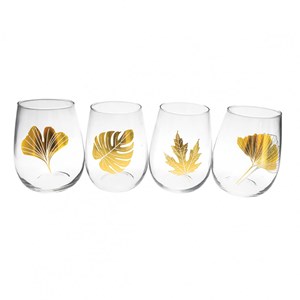 Verres feuilles dorées - lot de 4