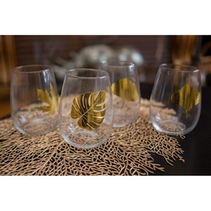 Verres feuilles dorées - lot de 4