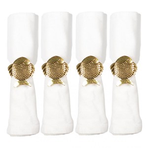 Lot de 4 ronds de serviettes poissons dorés