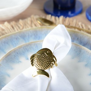 Lot de 4 ronds de serviettes poissons dorés