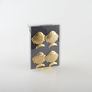 Lot de 4 ronds de serviettes poissons dorés