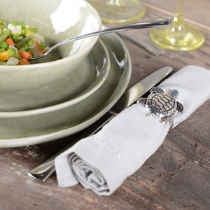 Lot de 4 ronds de serviettes tortues argent