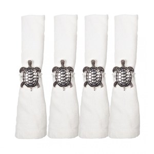 Lot de 4 ronds de serviettes tortues argent