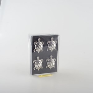 Lot de 4 ronds de serviettes tortues argent