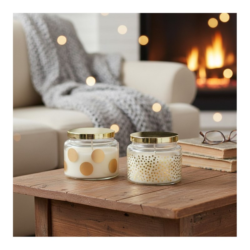 Bougie ronde à points doré parfum sauge