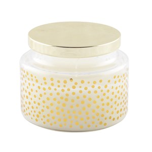 Bougie ronde à petits points dorés sauge