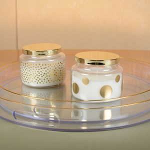 Bougie ronde à petits points dorés sauge