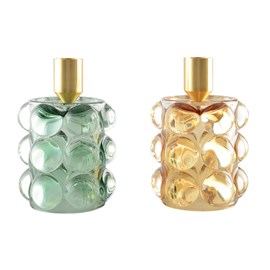 Bougeoirs bulles jaune et vert - lot de 2