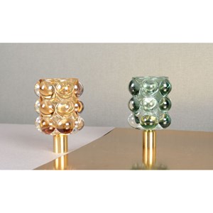 Bougeoirs bulles jaune et vert - lot de 2