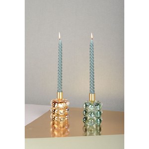 Bougeoirs bulles jaune et vert - lot de 2