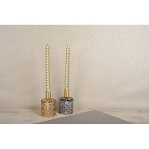 Bougeoirs ronds jaune et violet - lot de 2