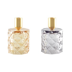 Bougeoirs ronds jaune et violet - lot de 2