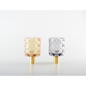 Bougeoirs ronds jaune et violet - lot de 2