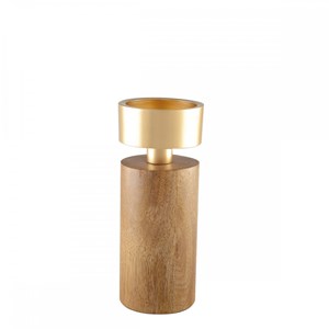 Bougeoir bois et métal doré 19cm