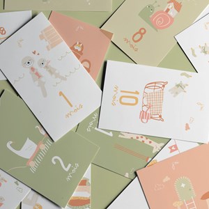 Cartes étapes premiers mois rose-vert
